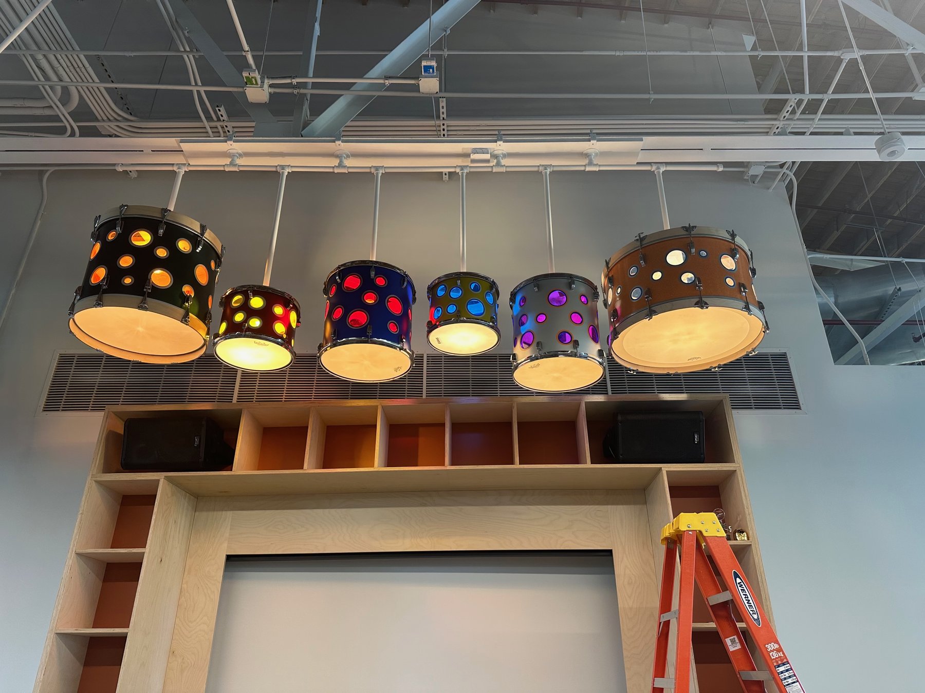 G7 Entertainment — drum-shell light installation, Nashville