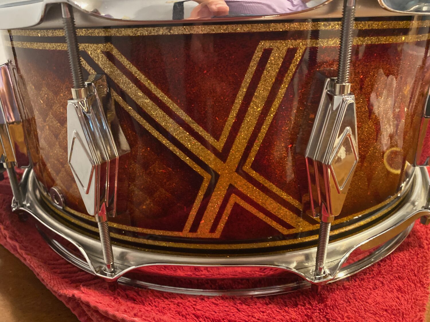 Craviotto maple snare, Art Deco pinstripe